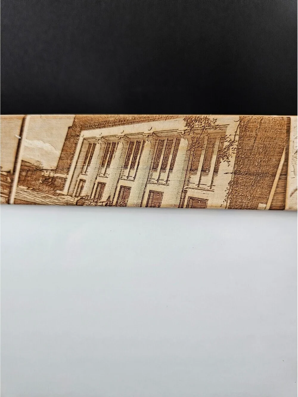University of Michigan Wooden Photo Frame with Campus and Football Engraved 9x7